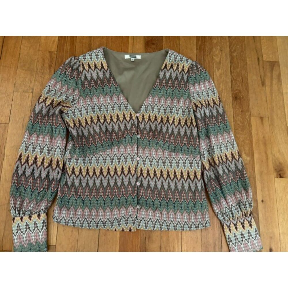 Gimmick Multicolor 1990s Inspired Patterned Blouse Size M
